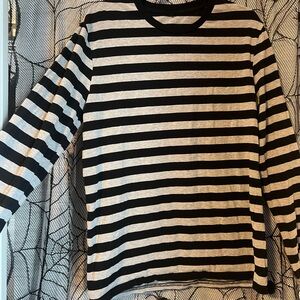 Black and White/Light Grey Striped Long Sleeve Shirt